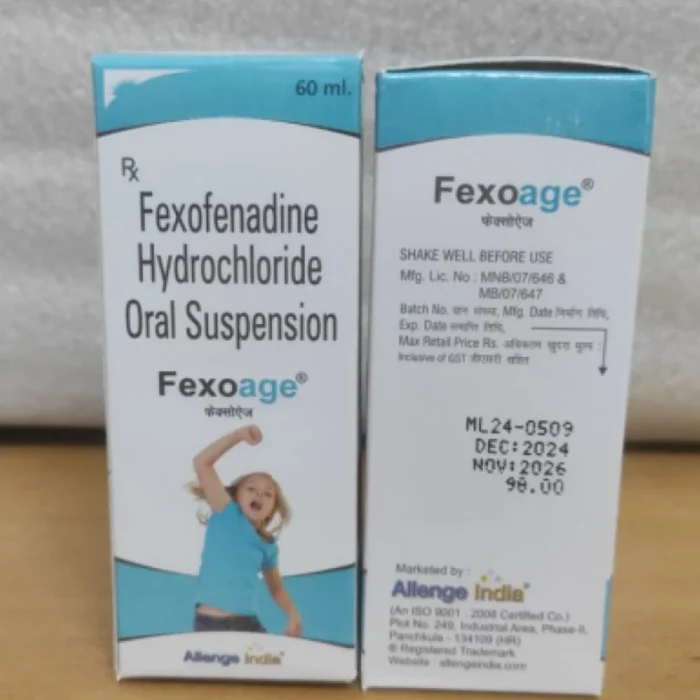 Buy Fexoage (Fexofenadin Hydrochloride) Oral Suspension Fexoage (Fexofenadin Hydrochloride) Oral Suspension