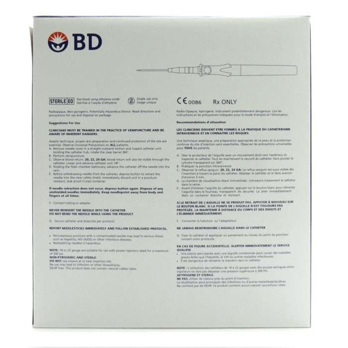 Catheter, Iv, 24g X 3/4″, Sterile, Bd Insyte™, Bd Autoguard™, Bd Vialon™, 50/box