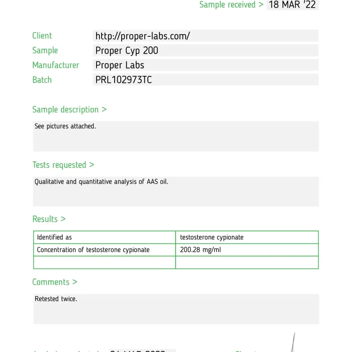 Testosterone Cypionate 200 – Proper Labs