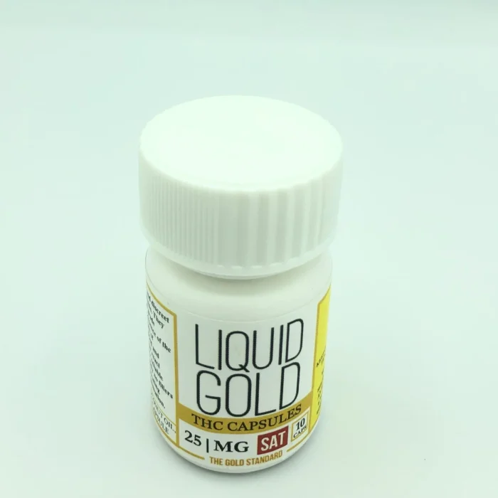 Buy Liquid Gold Sativa THC Capsule – 25mg Liquid Gold Sativa THC Capsule – 25mg