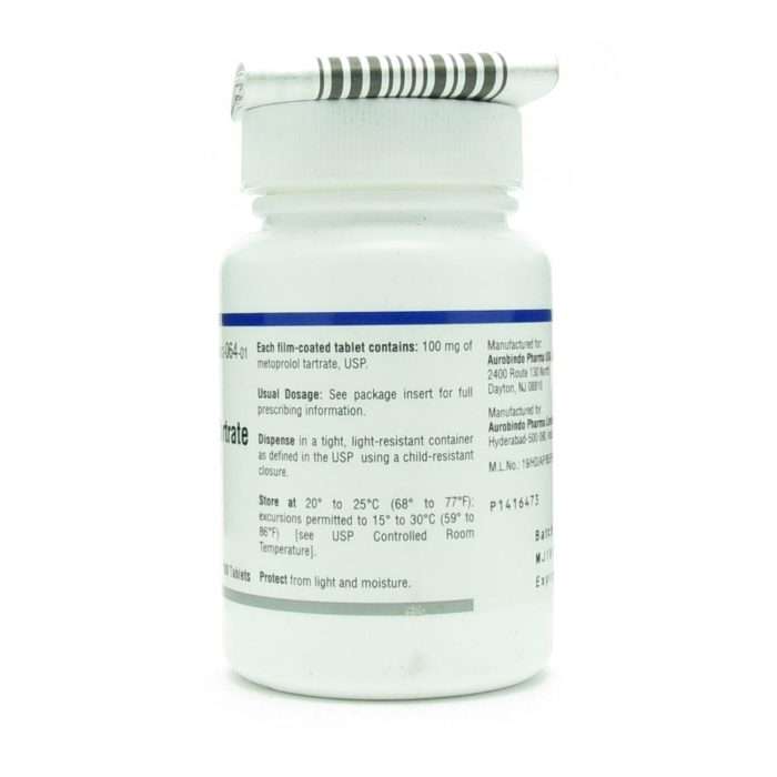 Metoprolol Tartrate 100 mg Tablets, 100 Count