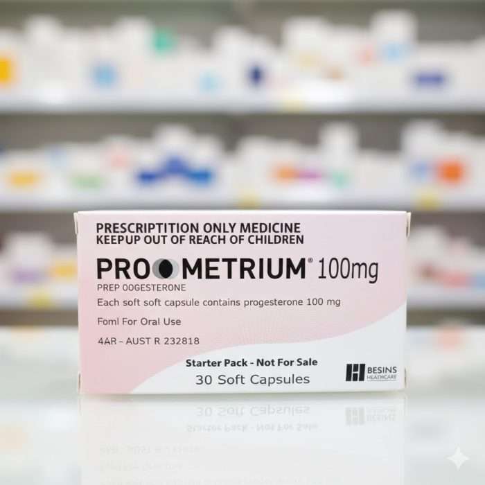 Prometrium – Micronized Progesterone 100mg (Generic: Utrogestan) – 30 Capsules