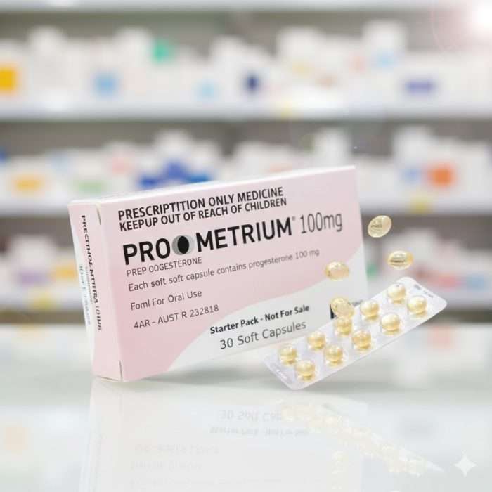 Prometrium – Micronized Progesterone 100mg (Generic: Utrogestan) – 30 Capsules