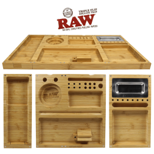 RAW Triple Flip Magnetic Bamboo Rolling Tray