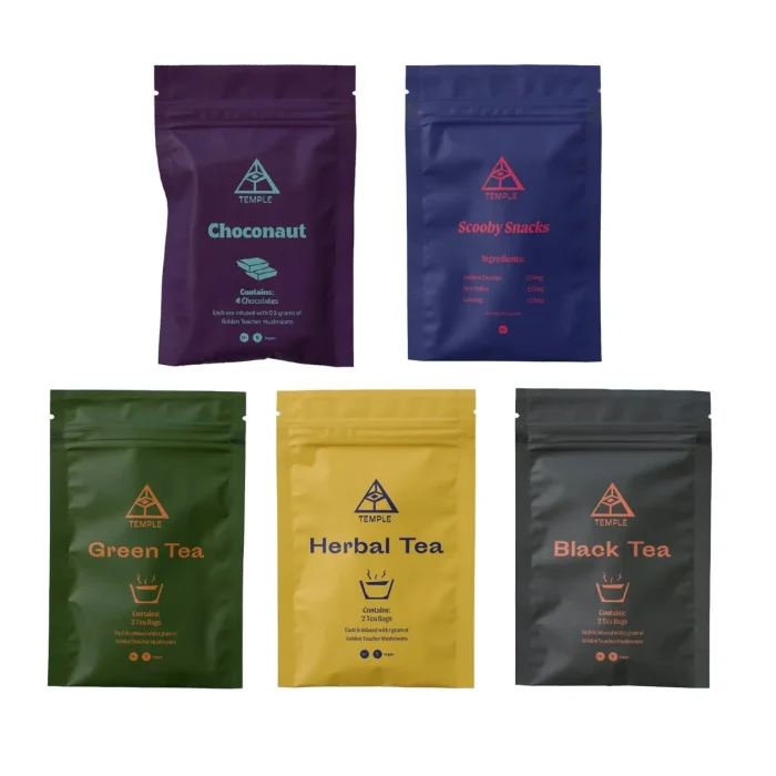 Buy Temple Teleport Sample Pack (20 Pieces of Magic Mushroom Tea + Chocolate ChocoNaut + Scooby Snacks) Temple Teleport Sample Pack (20 Pieces of Magic Mushroom Tea + Chocolate ChocoNaut + Scooby Snacks)