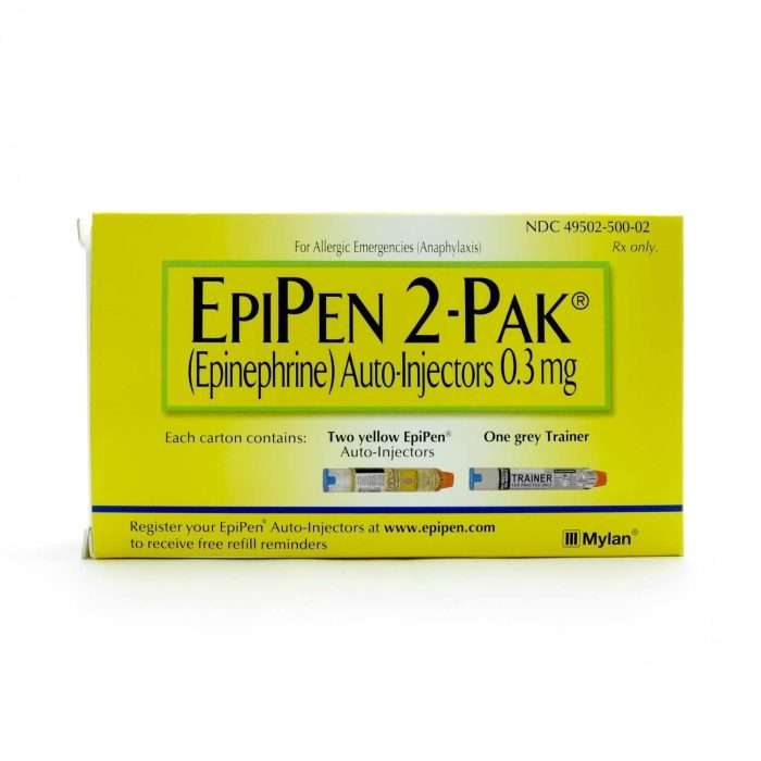 Epipen, 0.3mg, 1:1000 Single-Use, Auto-Injector, 2/Box!