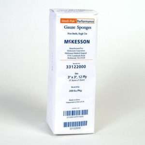 Gauze Sponge, 12-ply Non Sterile Cotton, 3″ X 3″, Medi-pak™, 200/package!