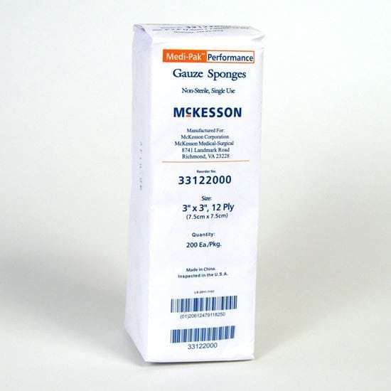 Buy Gauze Sponge, 12-ply Non Sterile Cotton, 3″ X 3″, Medi-pak™, 200/package! Gauze Sponge, 12-ply Non Sterile Cotton, 3″ X 3″, Medi-pak™, 200/package!