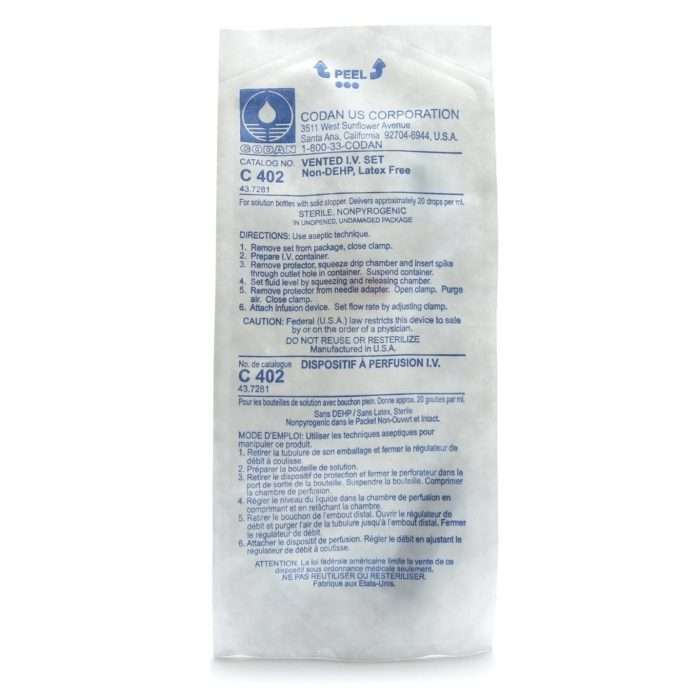 Iv Set, Vented Spike, 20 Drops/ml, 1 Injection Site, Spin-lock®, Latex Free, 80″, 50/case