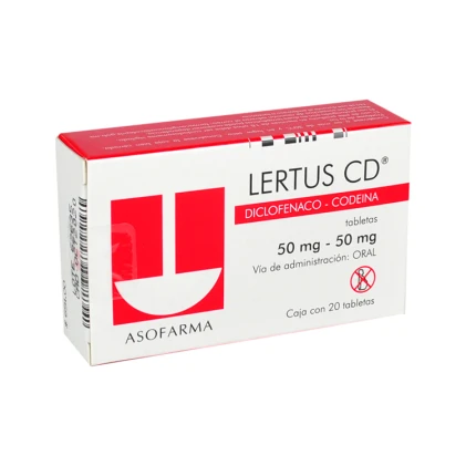 Buy Lertus Cd (Diclofenac Sodium & Codeine 50/50 mg) – 100 Tablets Lertus Cd (Diclofenac Sodium & Codeine 50/50 mg) – 100 Tablets