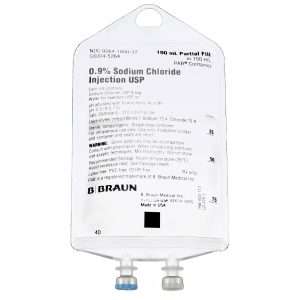0.9% Sodium Chloride, Partial Fill, 100ml/150ml Bag, Pab
