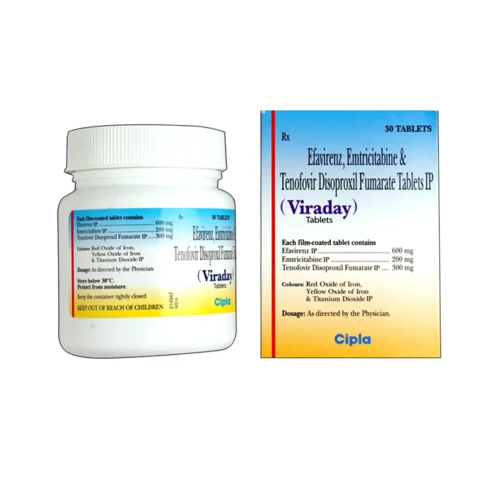 Buy Viraday Tablet (Tenofovir/Emtrictabine/Efavirenz) Viraday Tablet (Tenofovir/Emtrictabine/Efavirenz)