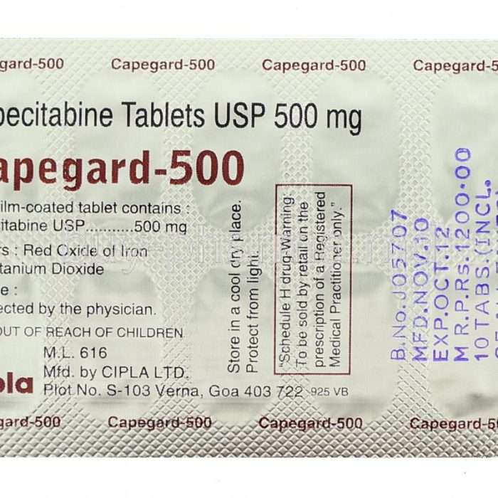 Buy Capegard 500mg Tablet (Capecitabine) Capegard 500mg Tablet (Capecitabine)