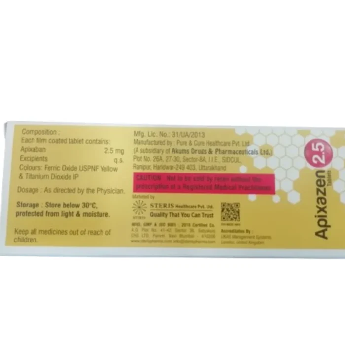 Buy Apixaban 2.5mg – Blood Thinner for Stroke Prevention and Clot Treatment Apixaban 2.5mg – Blood Thinner for Stroke Prevention and Clot Treatment